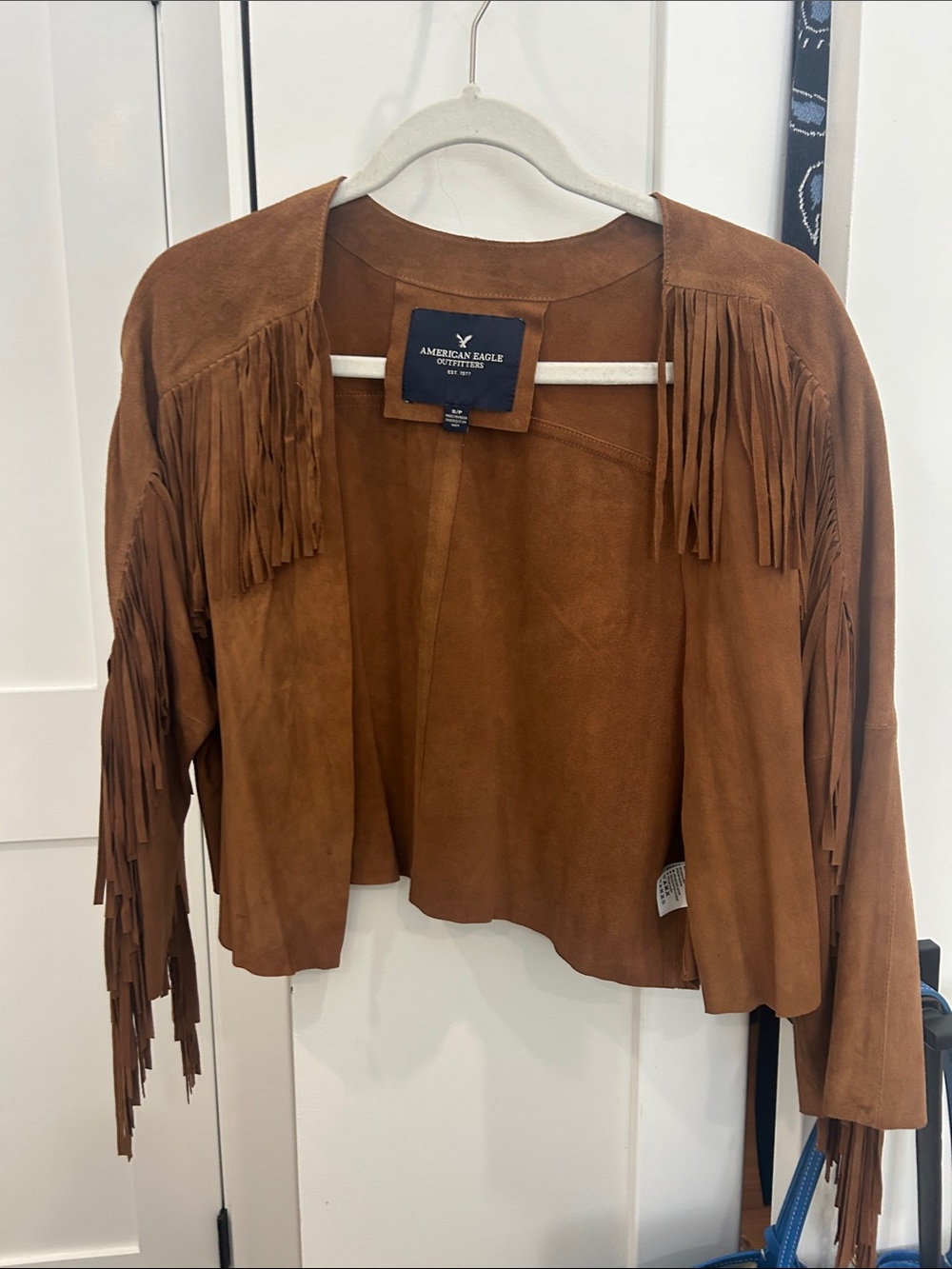 American Eagle Outfitters Brown Suede Fringe Jacket